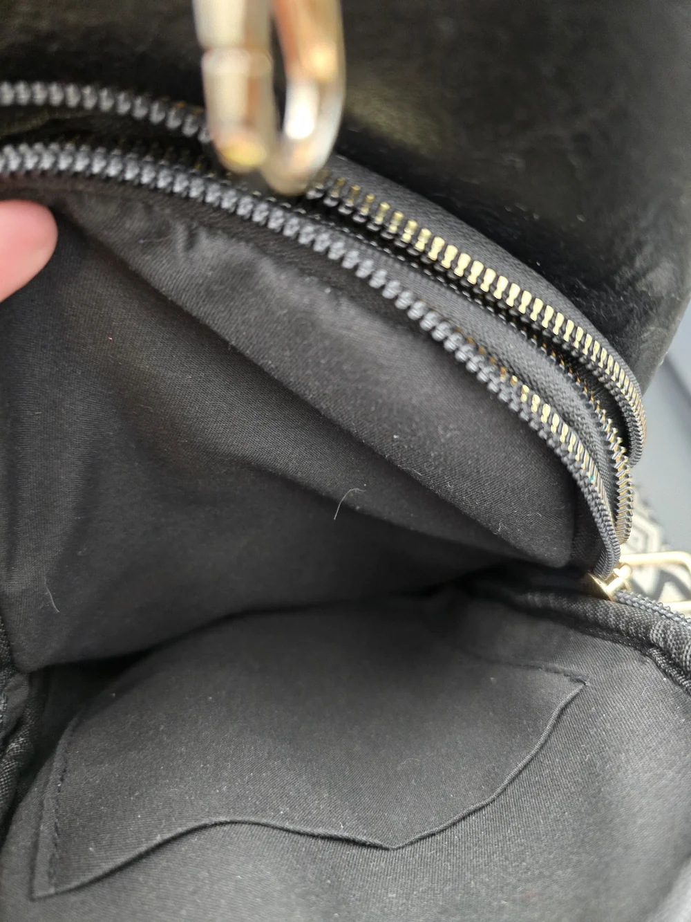 Black Studded Women's Leather Sling Backpack with Patterned Strap